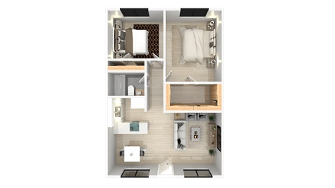 a 3d floor plan of a bedroom apartment